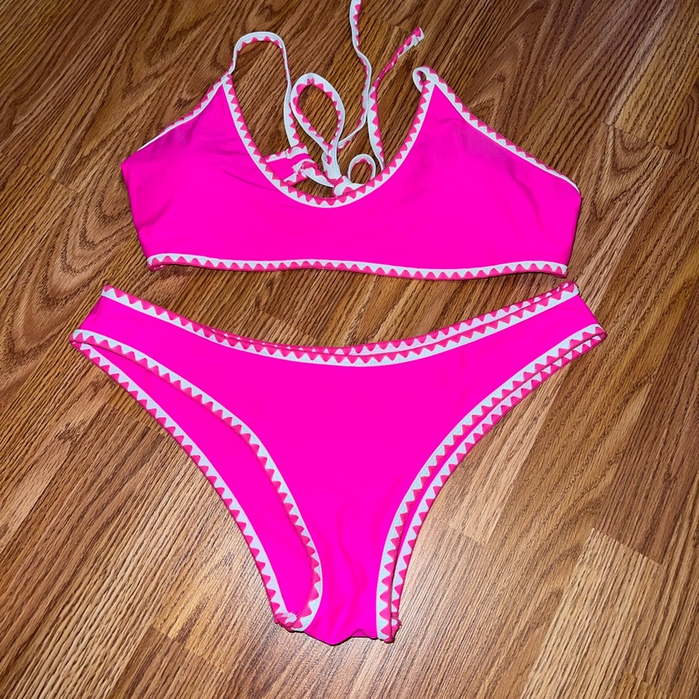 Hot pink and white Zaful bikini